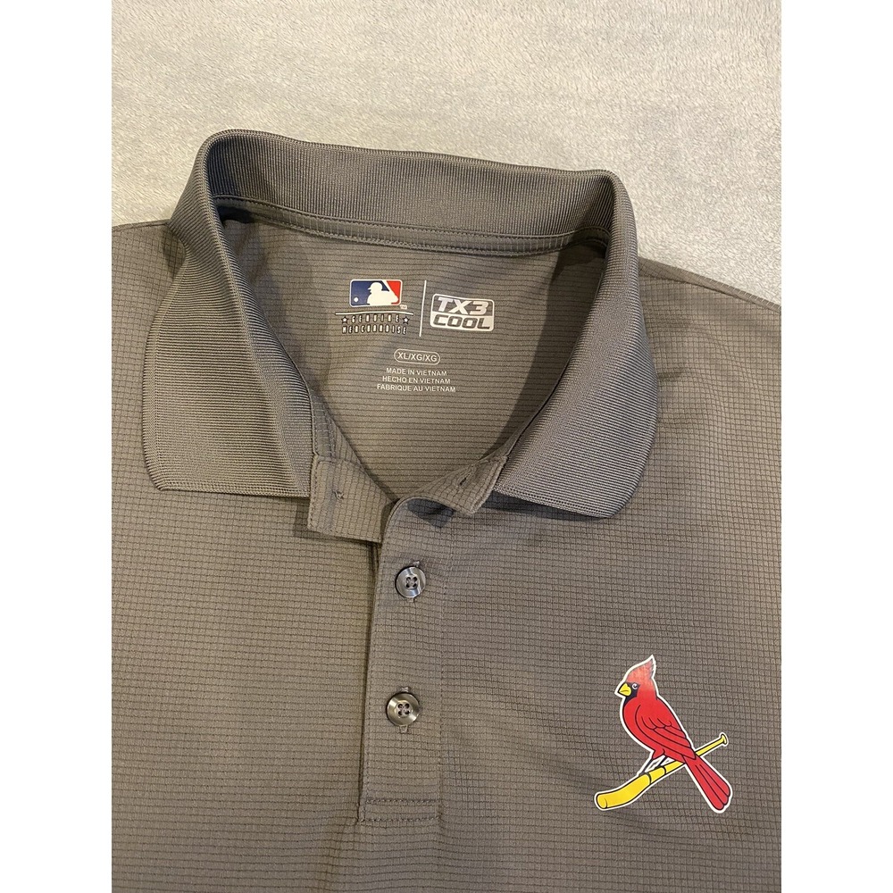 Mens MLB Genuine Merchandise TX3 Cool Short Sleeve Polo‎ Shirt Cardinals Gray XL - Picture 3 of 8